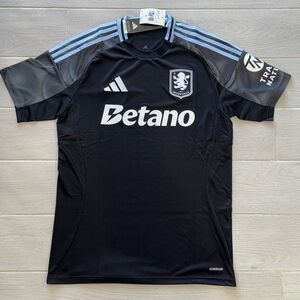 Adidas Aston Villa 25/26 Away Jersey Black/Blue Men's Slim- Fit Sz Med JN8053